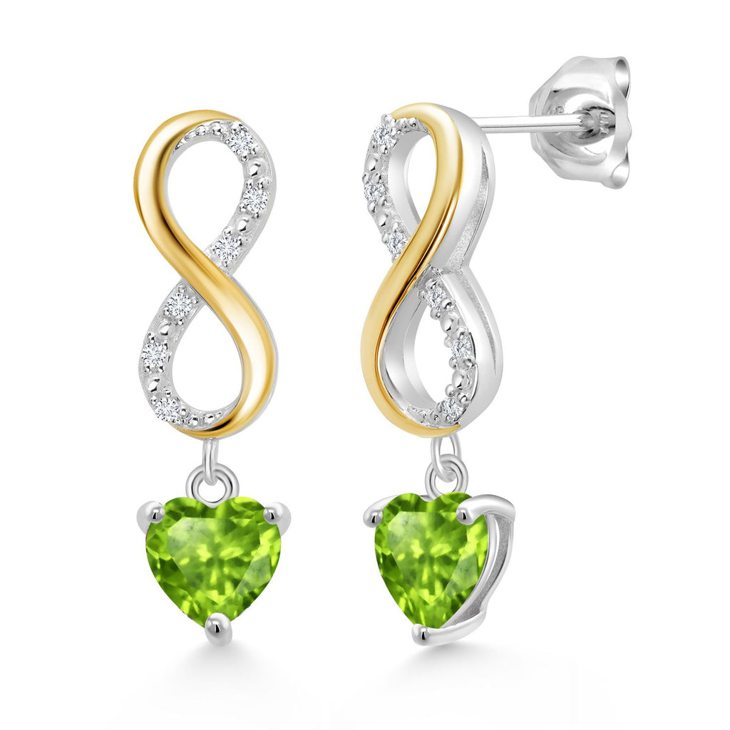 Peridot - August_Earrings in 925 Sterling Silver and 10K Yellow Gold