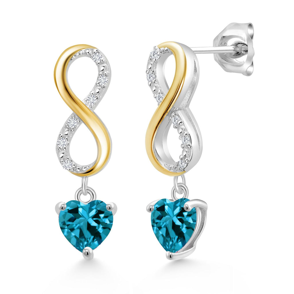 London Blue Topaz - November_Earrings in 925 Sterling Silver and 10K Yellow Gold