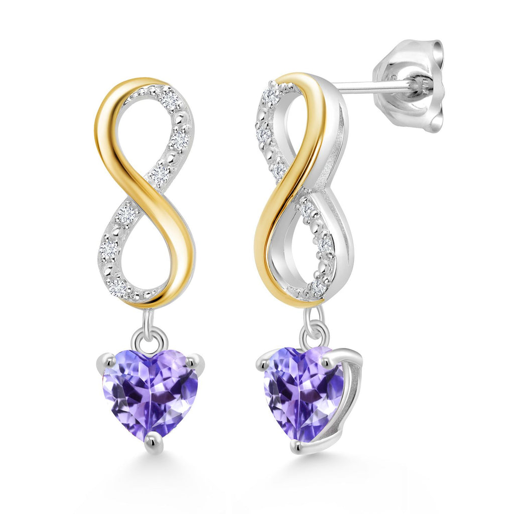 Tanzanite - December_Earrings in 925 Sterling Silver and 10K Yellow Gold