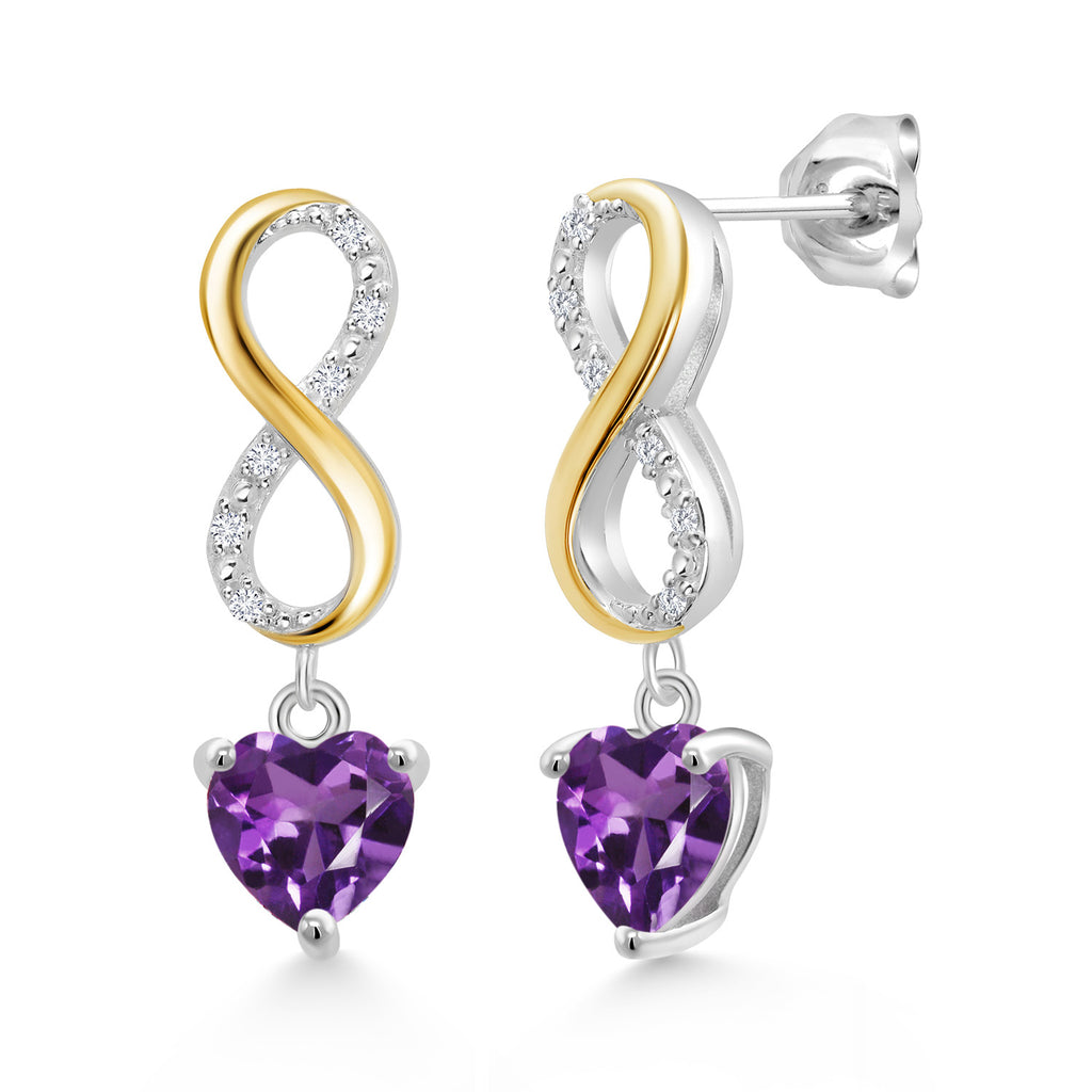 Amethyst - February_Earrings in 925 Sterling Silver and 10K Yellow Gold