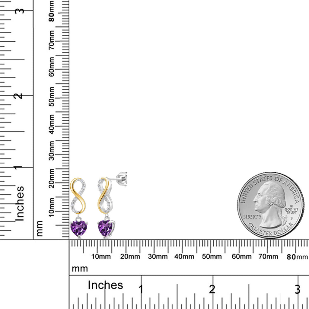 Amethyst - February_Earrings in 925 Sterling Silver and 10K Yellow Gold