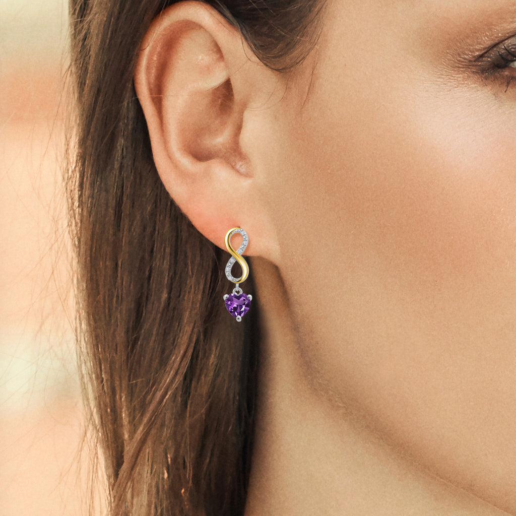 Amethyst - February_Earrings in 925 Sterling Silver and 10K Yellow Gold