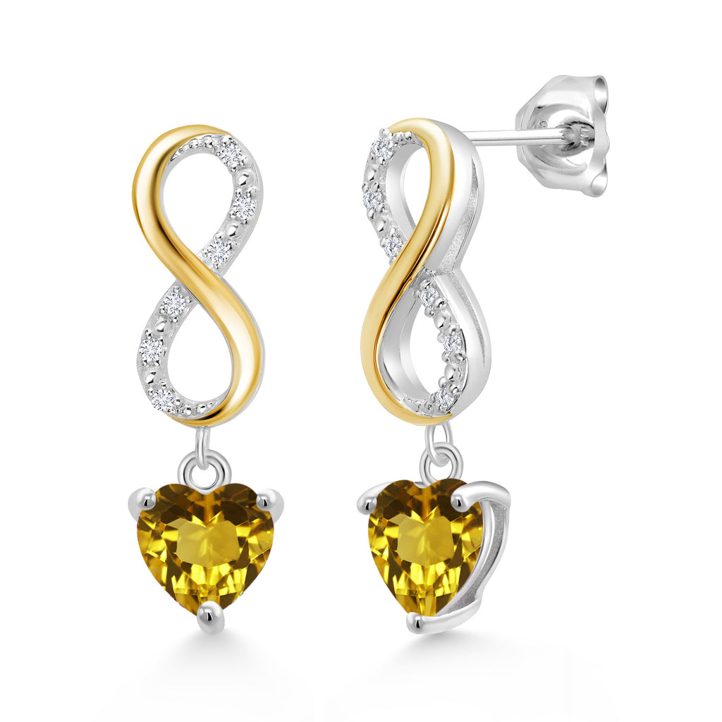 Citrine - November_Earrings in 925 Sterling Silver and 10K Yellow Gold