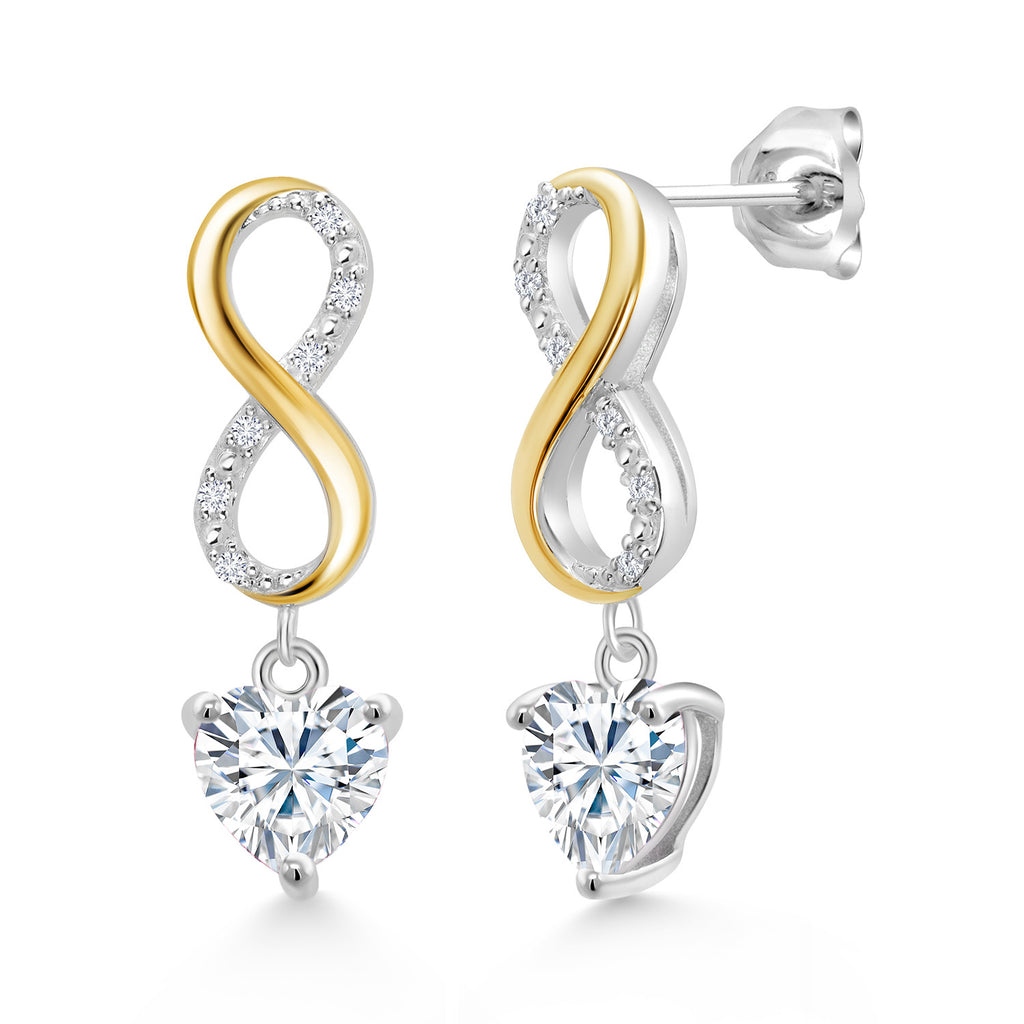 Moissanite - April_Earrings in 925 Sterling Silver and 10K Yellow Gold