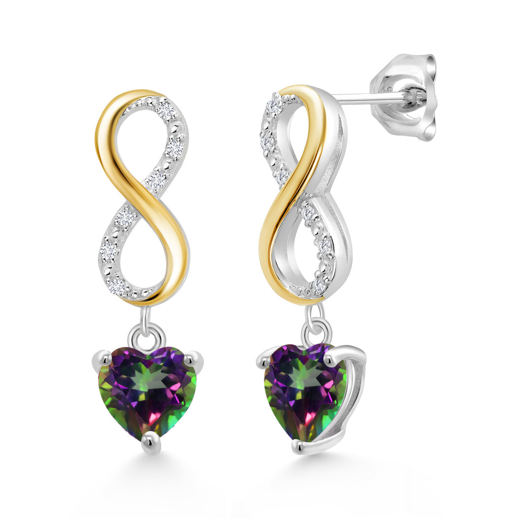 Green Mystic Topaz_Earrings in 925 Sterling Silver and 10K Yellow Gold