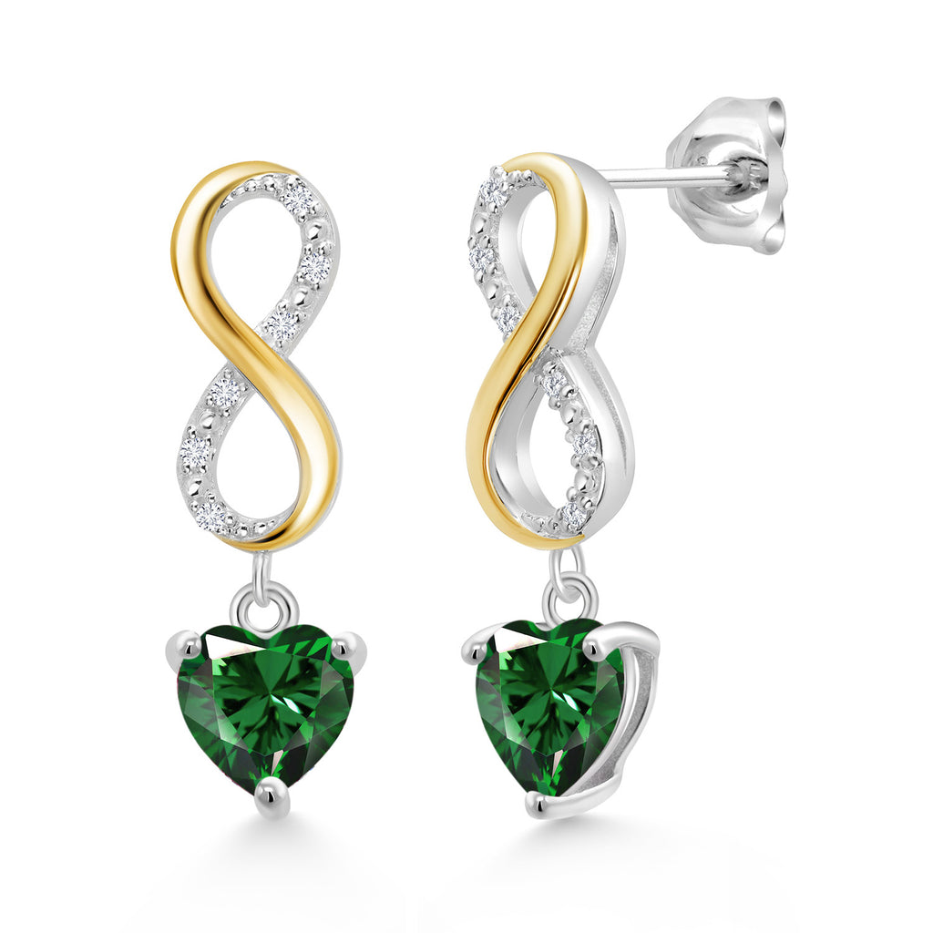 Nano Emerald - May_Earrings in 925 Sterling Silver and 10K Yellow Gold