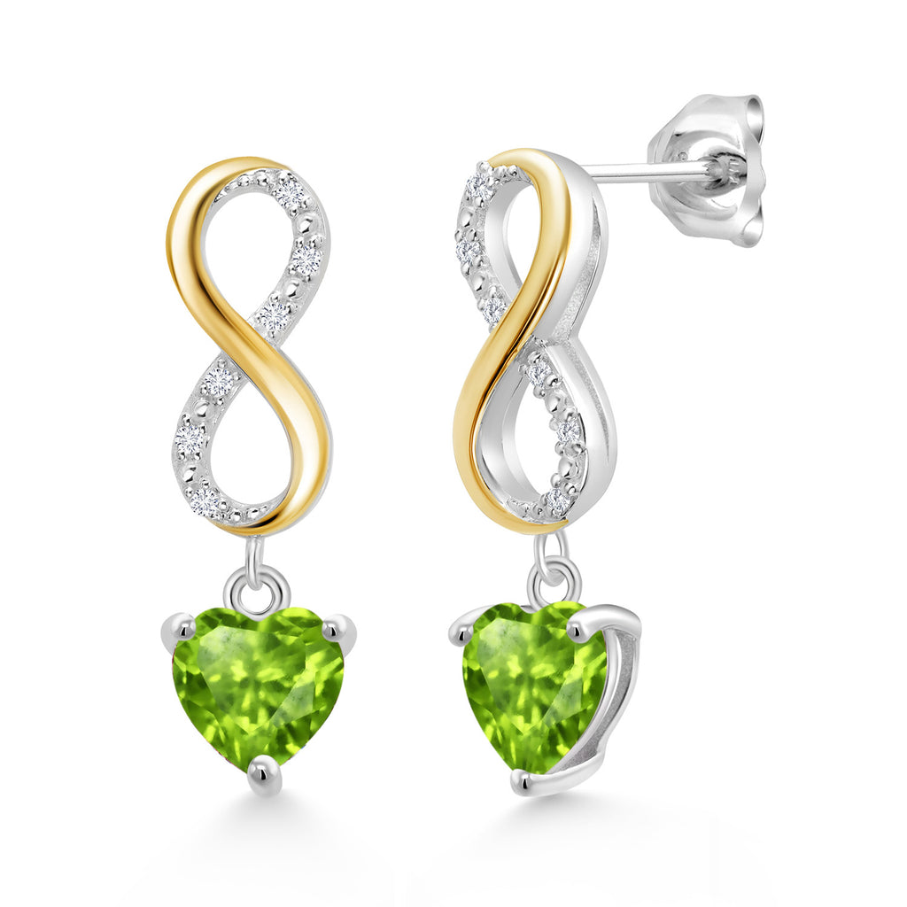 Peridot - August_Earrings in 925 Sterling Silver and 10K Yellow Gold