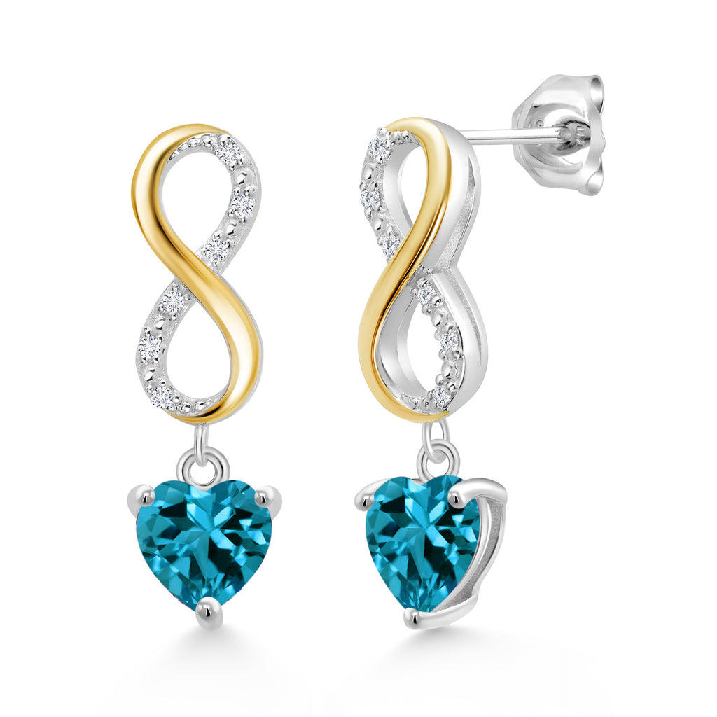 London Blue Topaz - November_Earrings in 925 Sterling Silver and 10K Yellow Gold