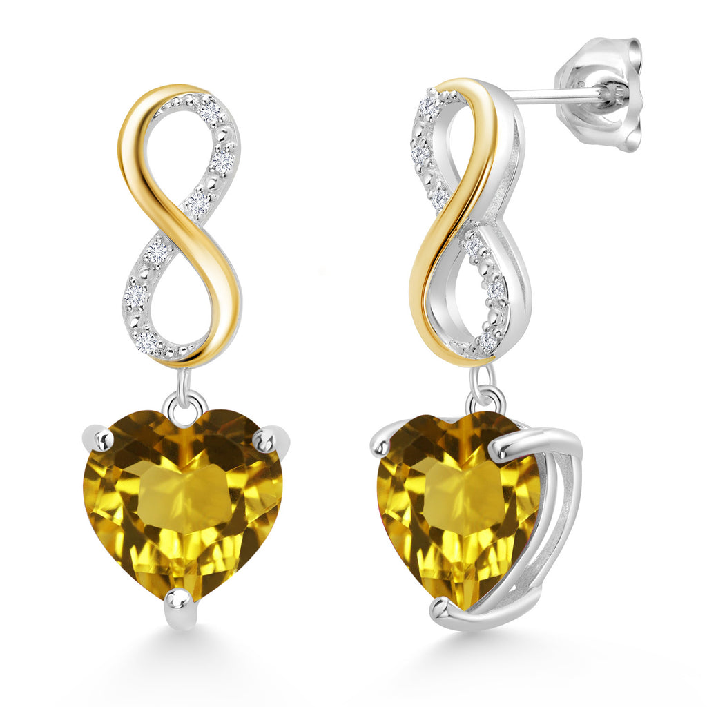 Citrine - November_Earrings in 925 Sterling Silver and 10K Yellow Gold