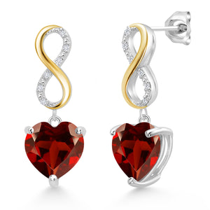 Garnet - January_Earrings in 925 Sterling Silver and 10K Yellow Gold