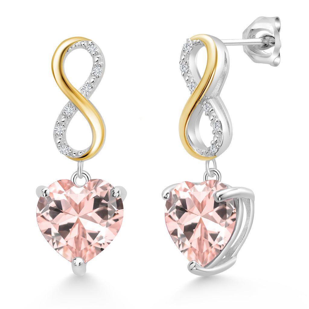 Nano Morganite - October_Earrings in 925 Sterling Silver and 10K Yellow Gold