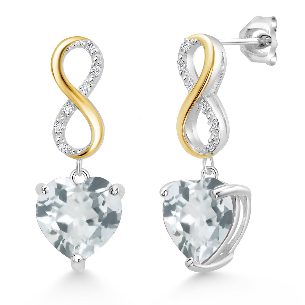 Sky Blue Topaz - November_Earrings in 925 Sterling Silver and 10K Yellow Gold