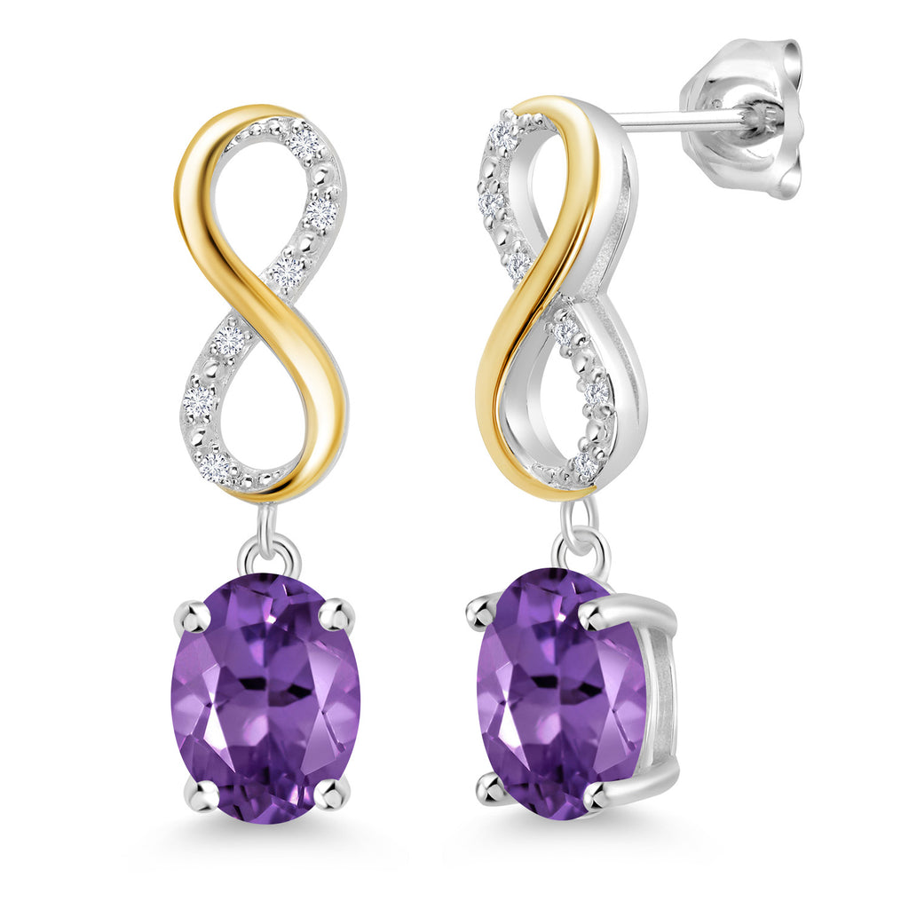 Amethyst - February_Earrings in 925 Sterling Silver and 10K Yellow Gold
