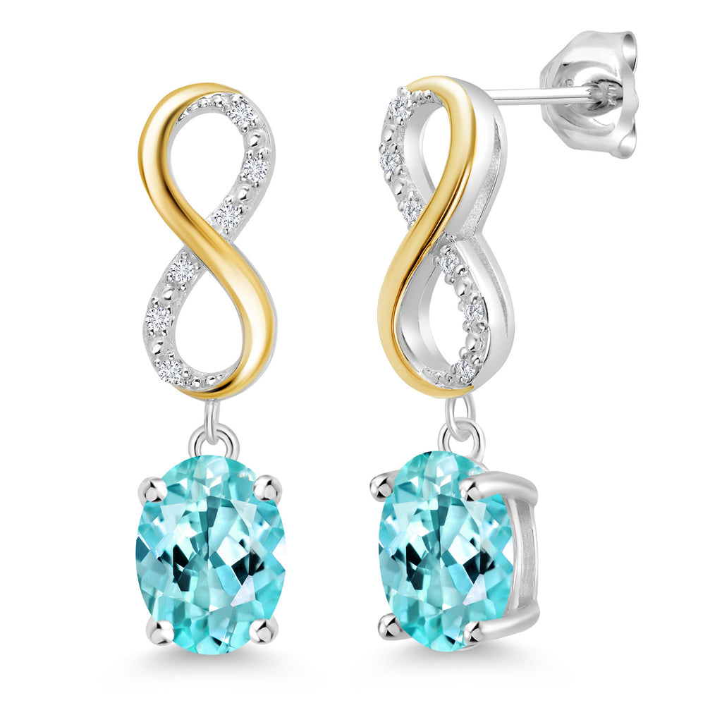 Apatite_Earrings in 925 Sterling Silver and 10K Yellow Gold