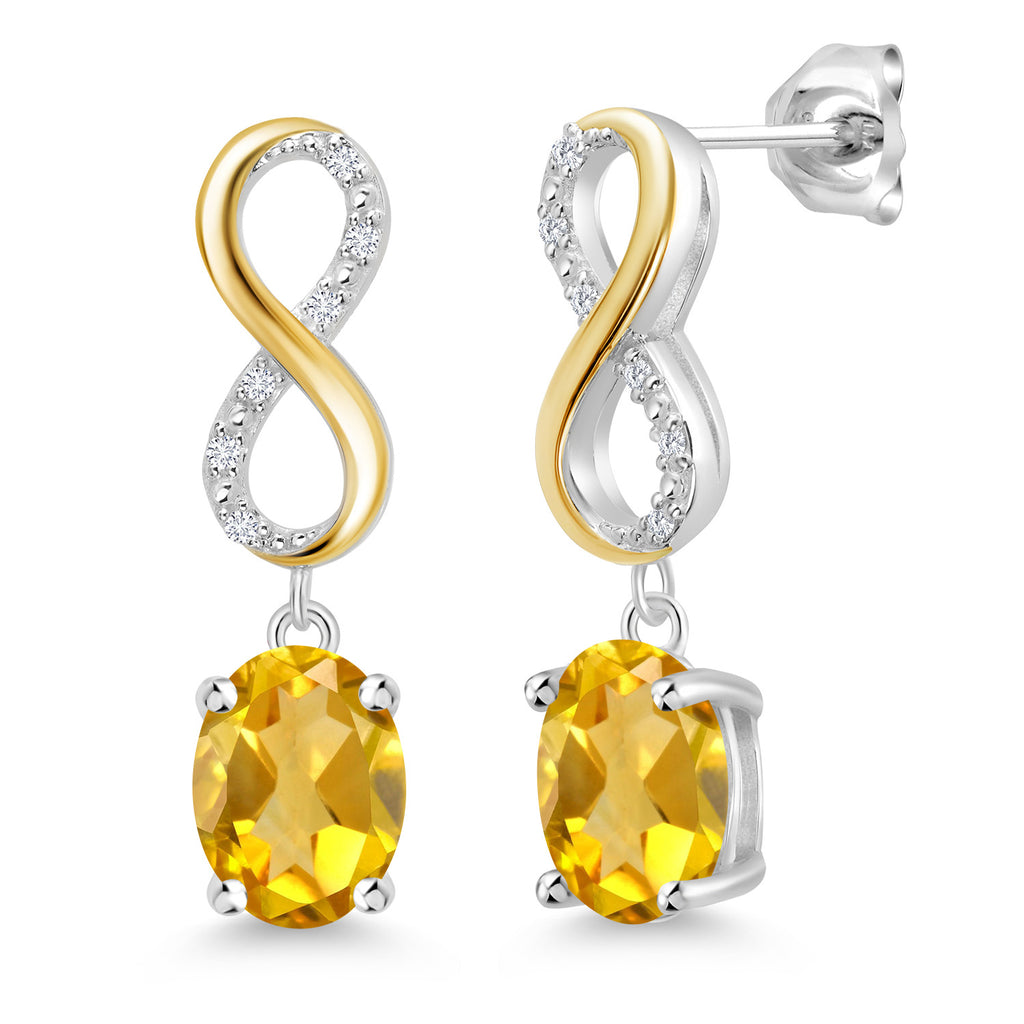 Citrine - November_Earrings in 925 Sterling Silver and 10K Yellow Gold