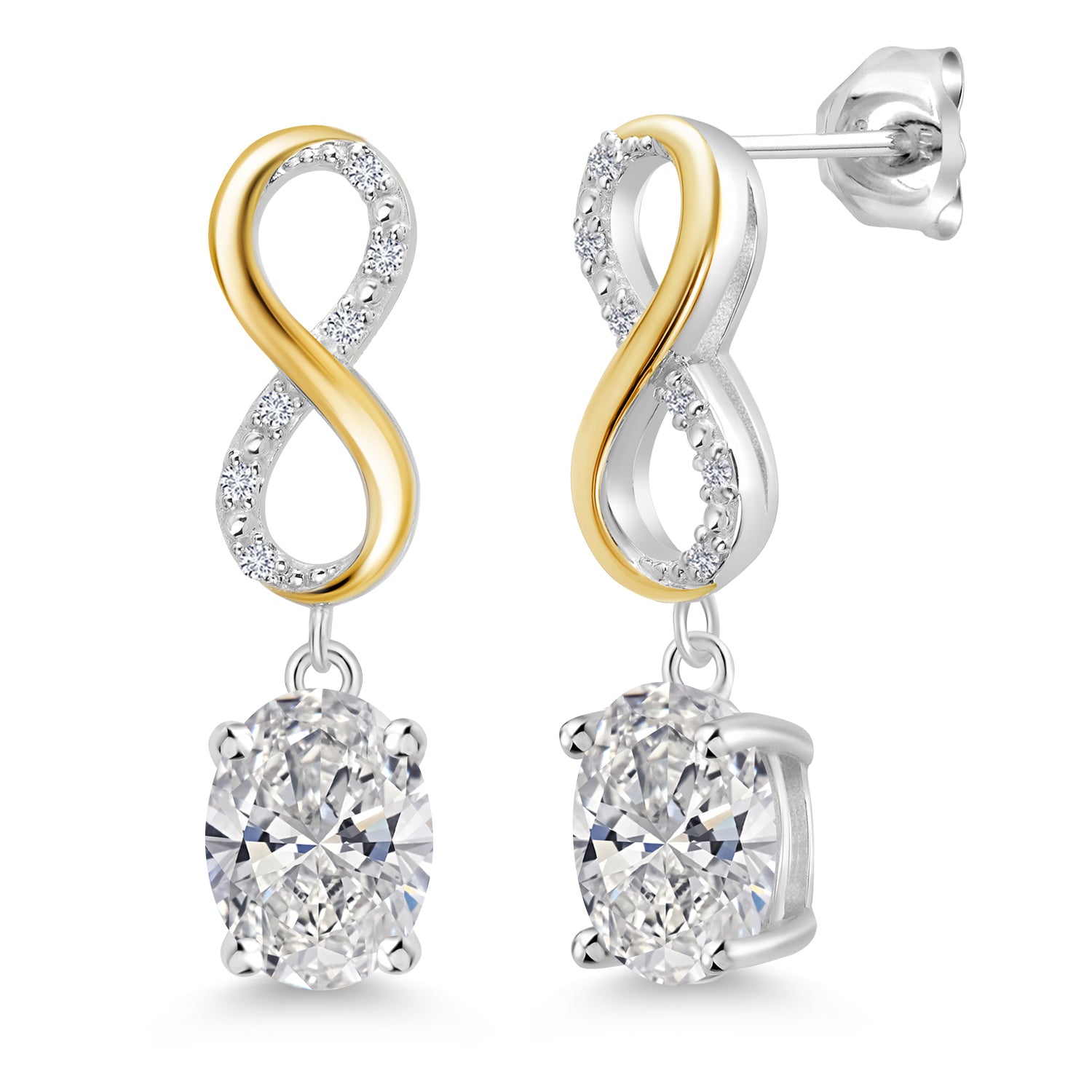 Earrings in 925 Sterling Silver and 10K Yellow Gold