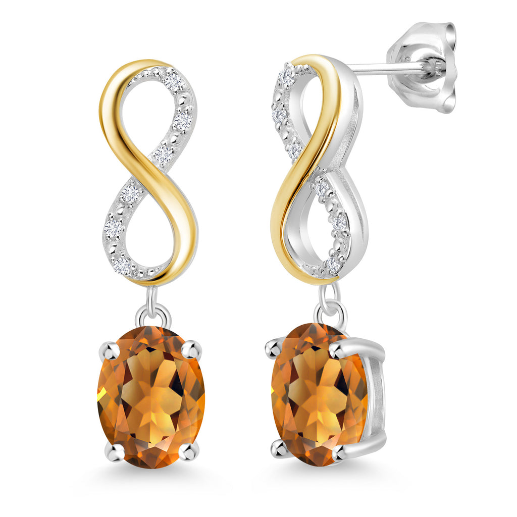 Madeira Citrine_Earrings in 925 Sterling Silver and 10K Yellow Gold