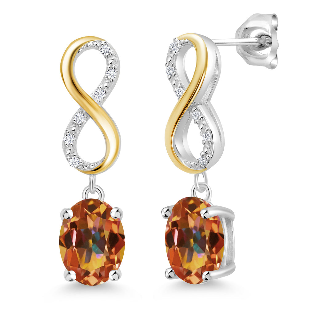 Ecstasy Mystic Topaz_Earrings in 925 Sterling Silver and 10K Yellow Gold