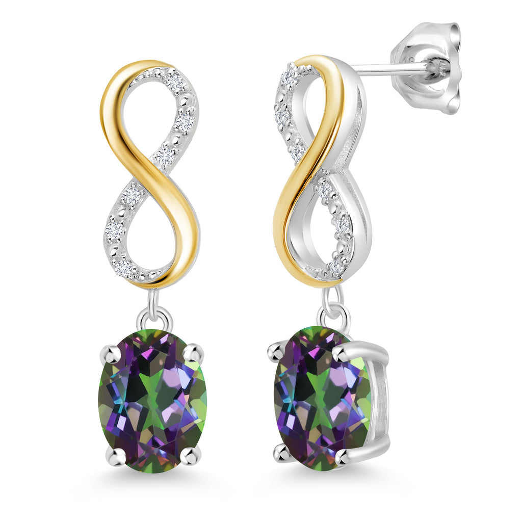 Green Mystic Topaz_Earrings in 925 Sterling Silver and 10K Yellow Gold