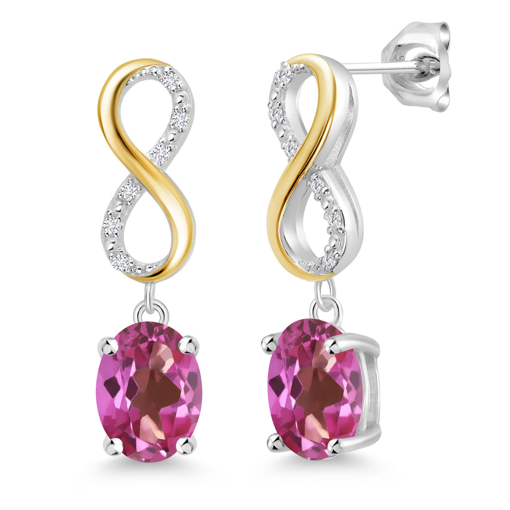 Pink Mystic Topaz_Earrings in 925 Sterling Silver and 10K Yellow Gold