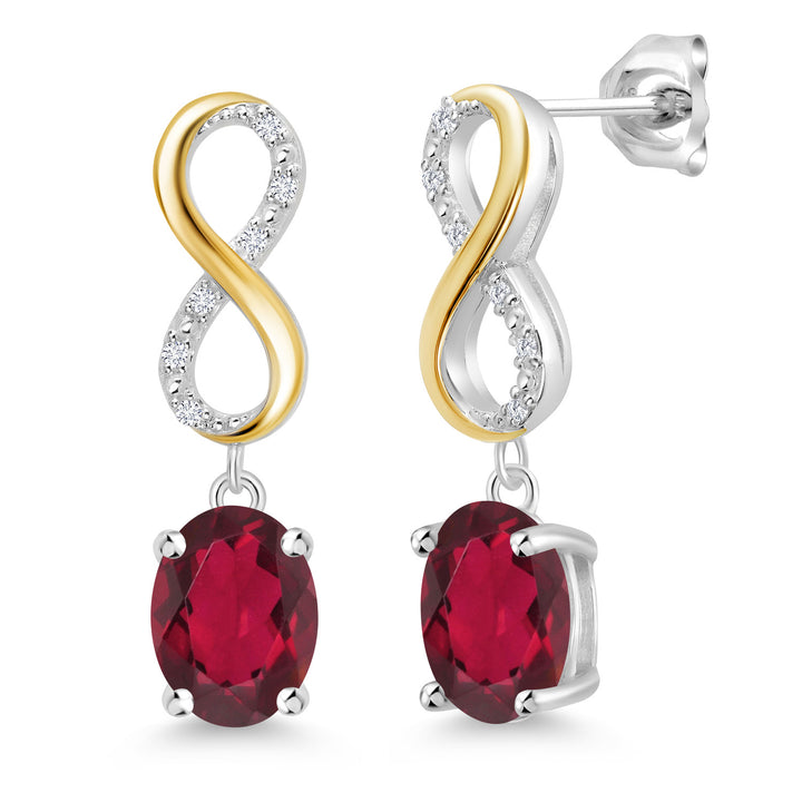 Ruby Red Mystic Topaz_Earrings in 925 Sterling Silver and 10K Yellow Gold