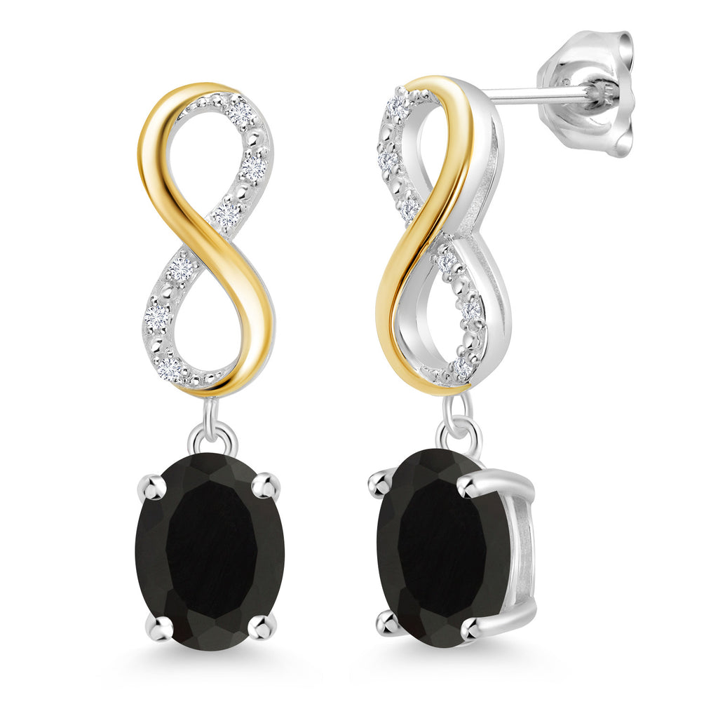 Onyx - December_Earrings in 925 Sterling Silver and 10K Yellow Gold