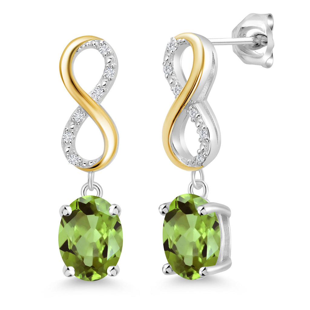 Peridot - August_Earrings in 925 Sterling Silver and 10K Yellow Gold
