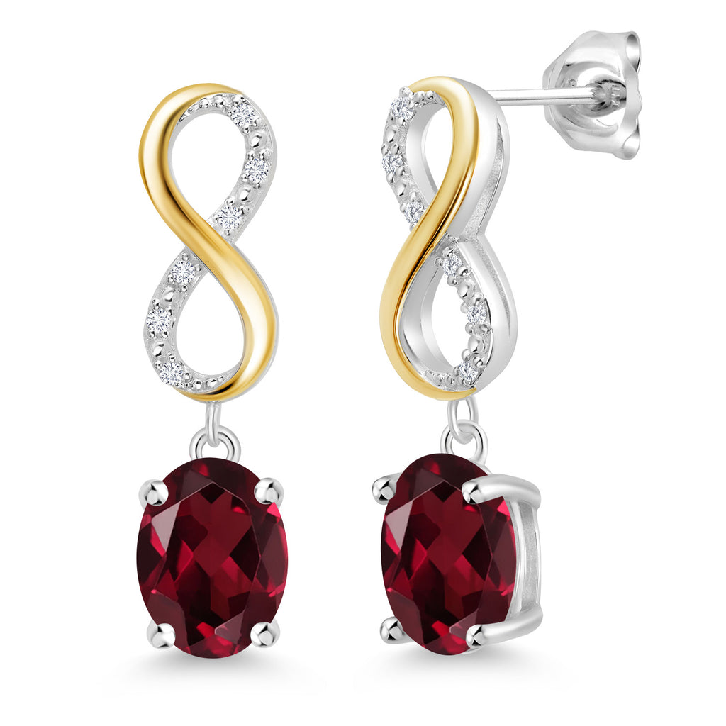 Rhodolite Garnet_Earrings in 925 Sterling Silver and 10K Yellow Gold