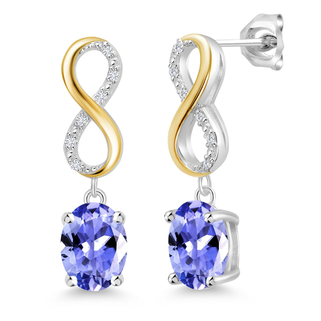 Tanzanite - December_Earrings in 925 Sterling Silver and 10K Yellow Gold