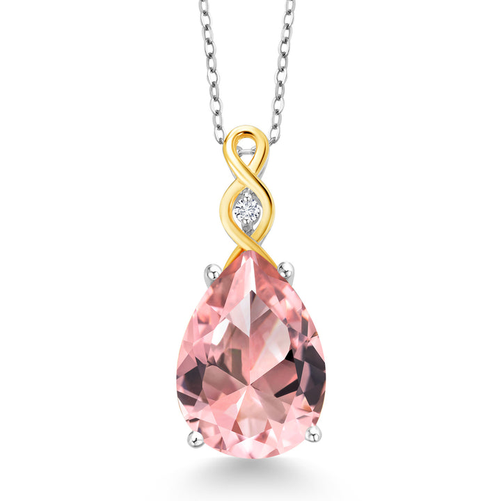 Nano Morganite - October_Pendant in 925 Sterling Silver and 10K Yellow Gold