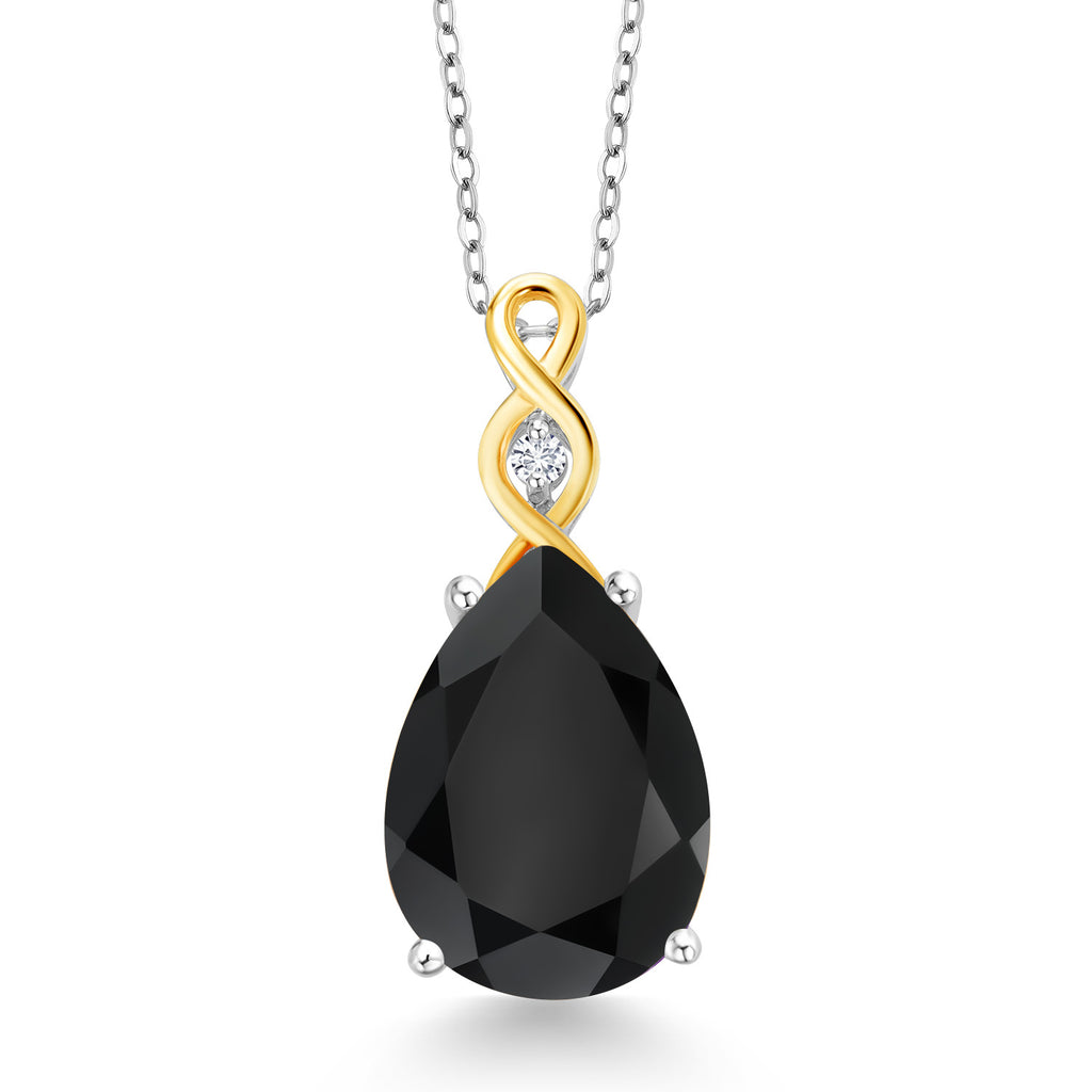Onyx - December_Pendant in 925 Sterling Silver and 10K Yellow Gold