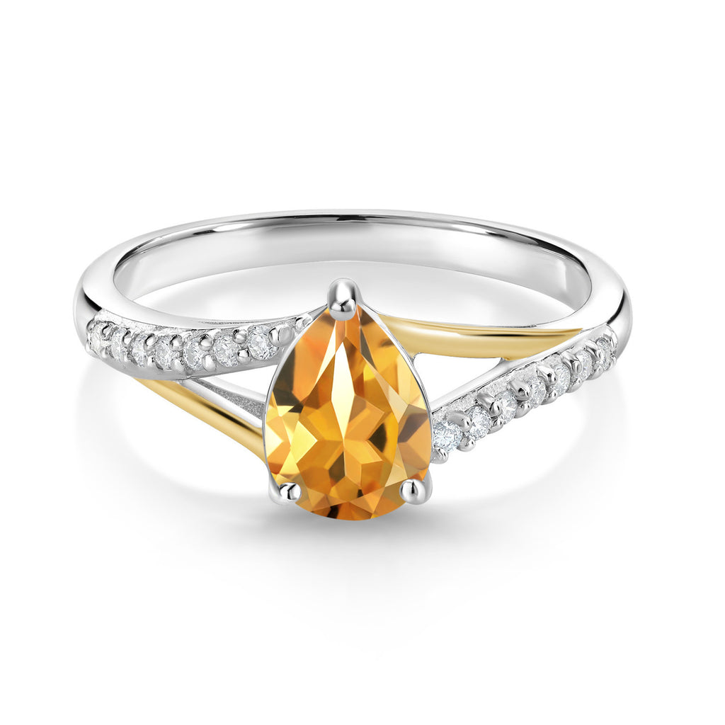 Citrine - November_5_Ring in 925 Sterling Silver and 10K Yellow Gold