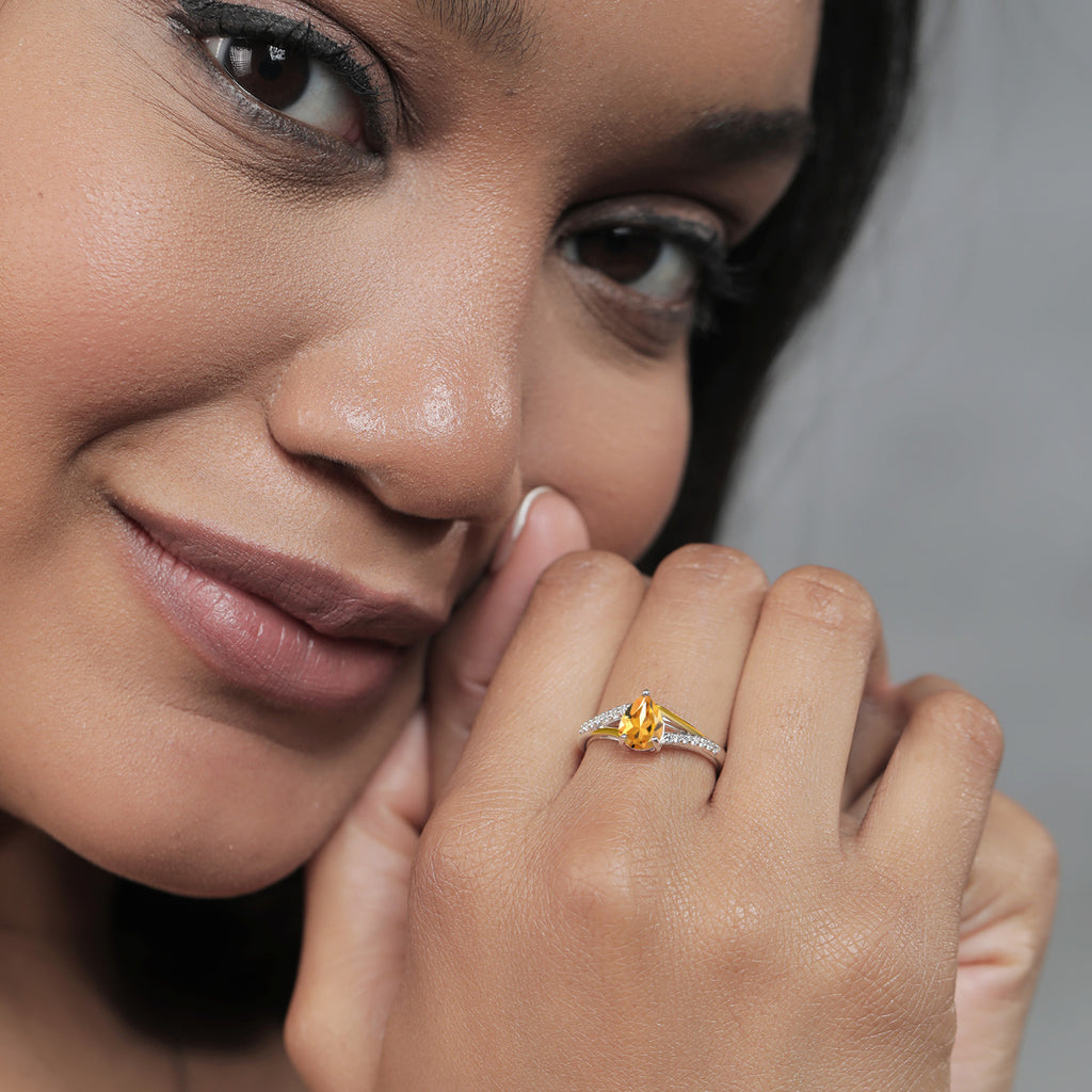 Citrine - November_5_Ring in 925 Sterling Silver and 10K Yellow Gold