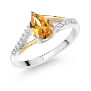Citrine - November_5_Ring in 925 Sterling Silver and 10K Yellow Gold