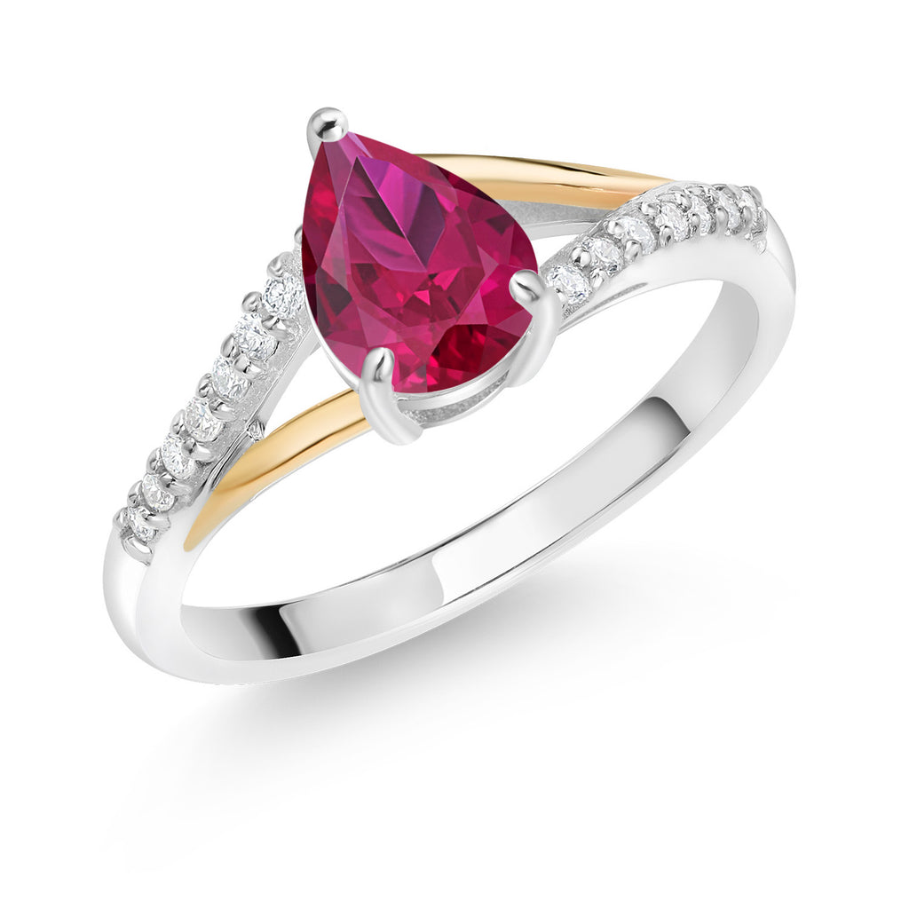 Created Ruby - July_5_Ring in 925 Sterling Silver and 10K Yellow Gold