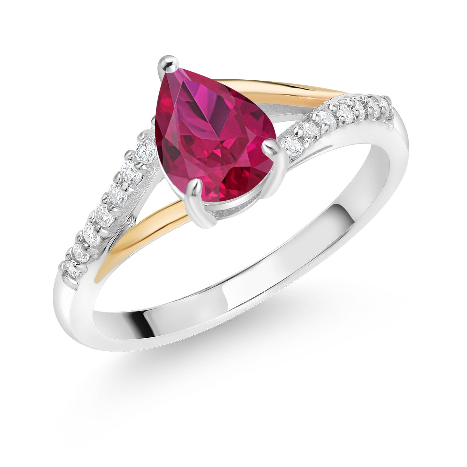 Created Ruby - July_7_Ring in 925 Sterling Silver and 10K Yellow Gold
