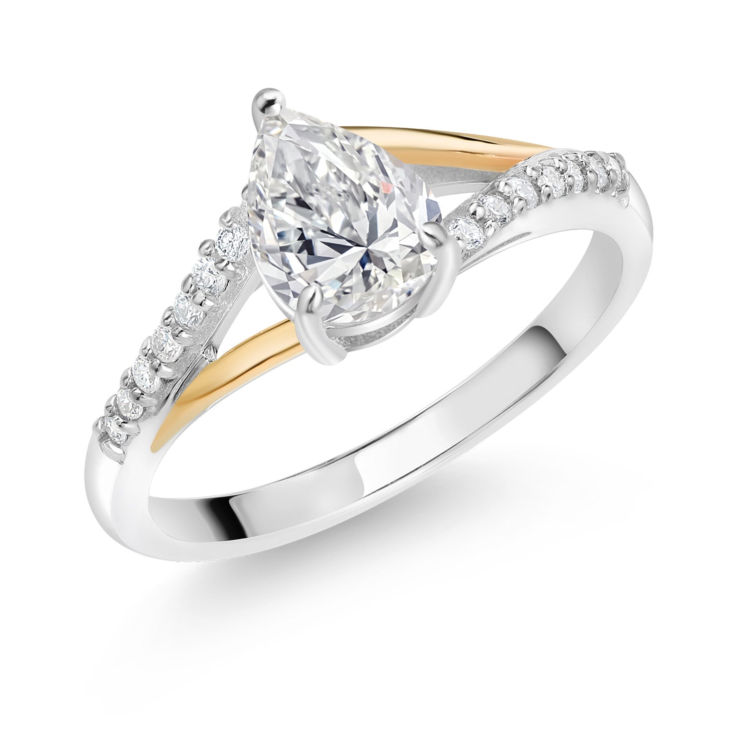 Ring in 925 Sterling Silver and 10K Yellow Gold