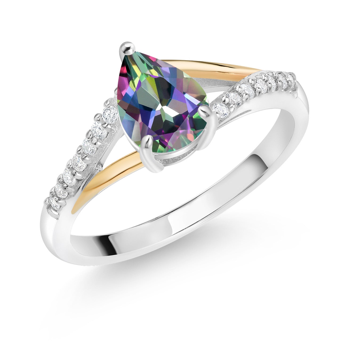 Green Mystic Topaz_7_Ring in 925 Sterling Silver and 10K Yellow Gold