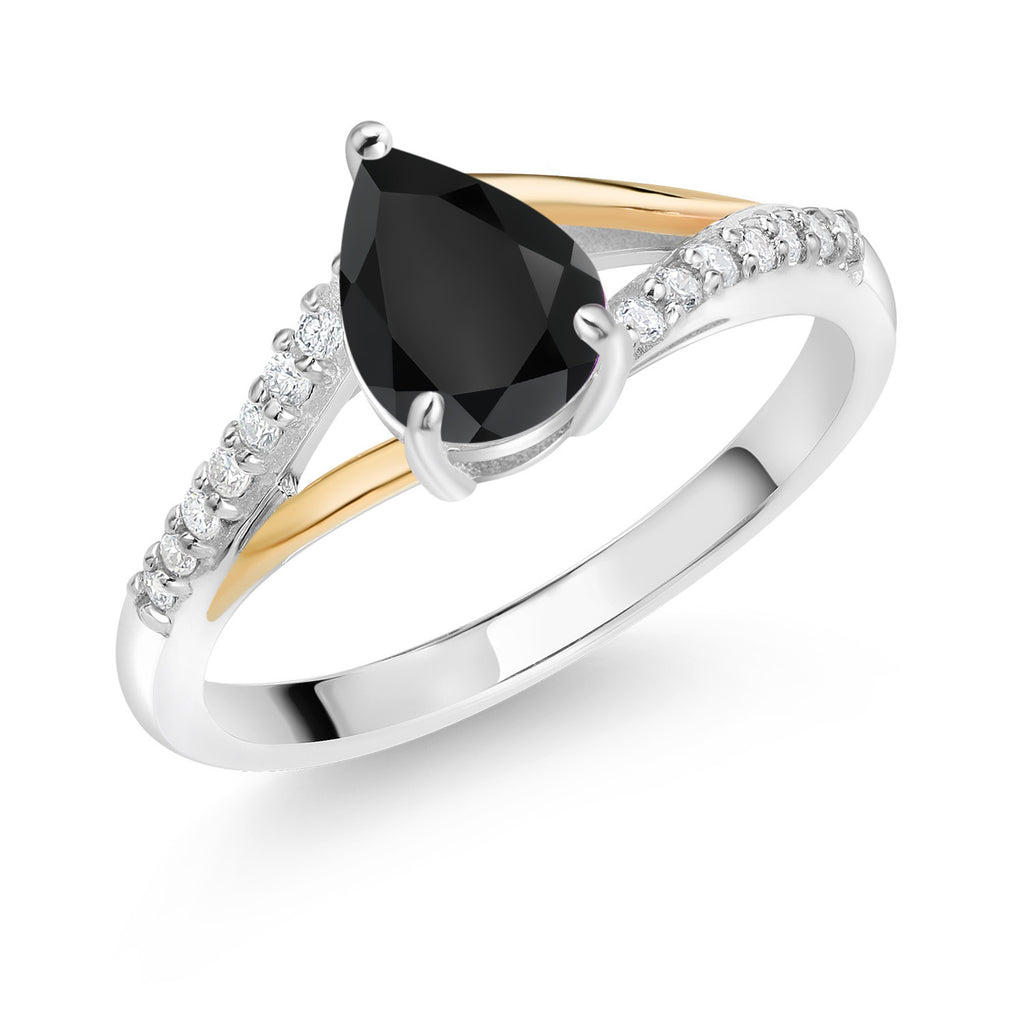 Onyx - December_7_Ring in 925 Sterling Silver and 10K Yellow Gold