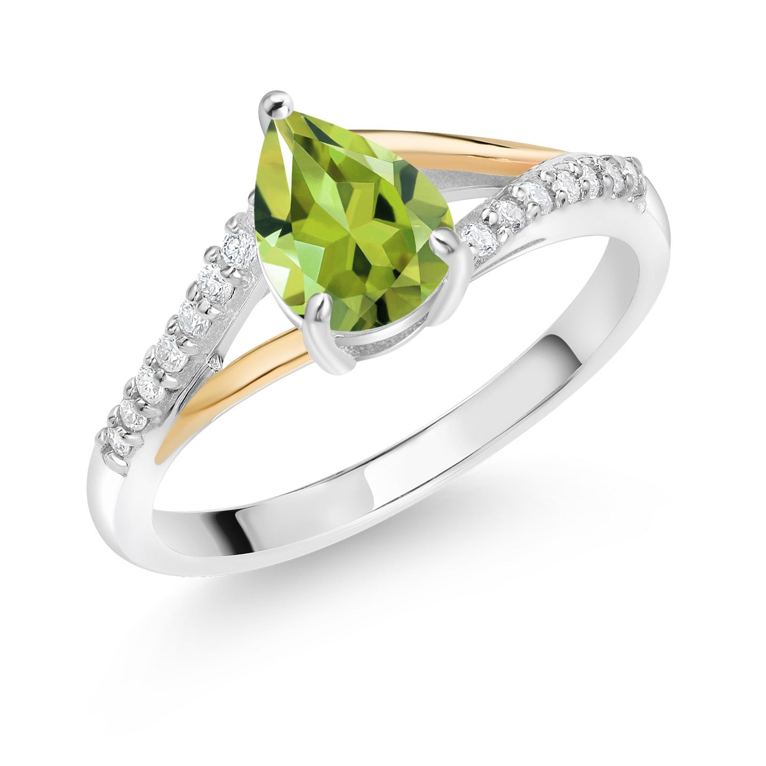 Peridot - August_6_Ring in 925 Sterling Silver and 10K Yellow Gold