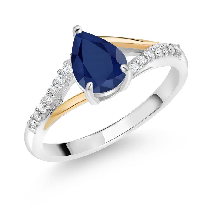 Blue Sapphire - September_5_Ring in 925 Sterling Silver and 10K Yellow Gold