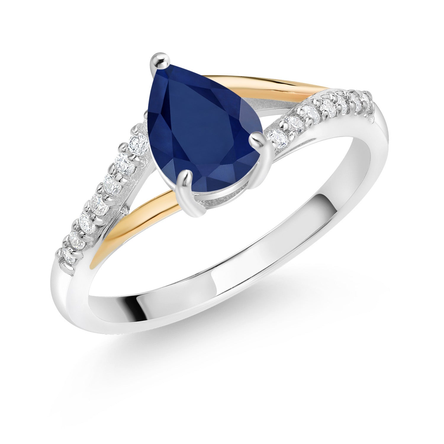 Blue Sapphire - September_9_Ring in 925 Sterling Silver and 10K Yellow Gold