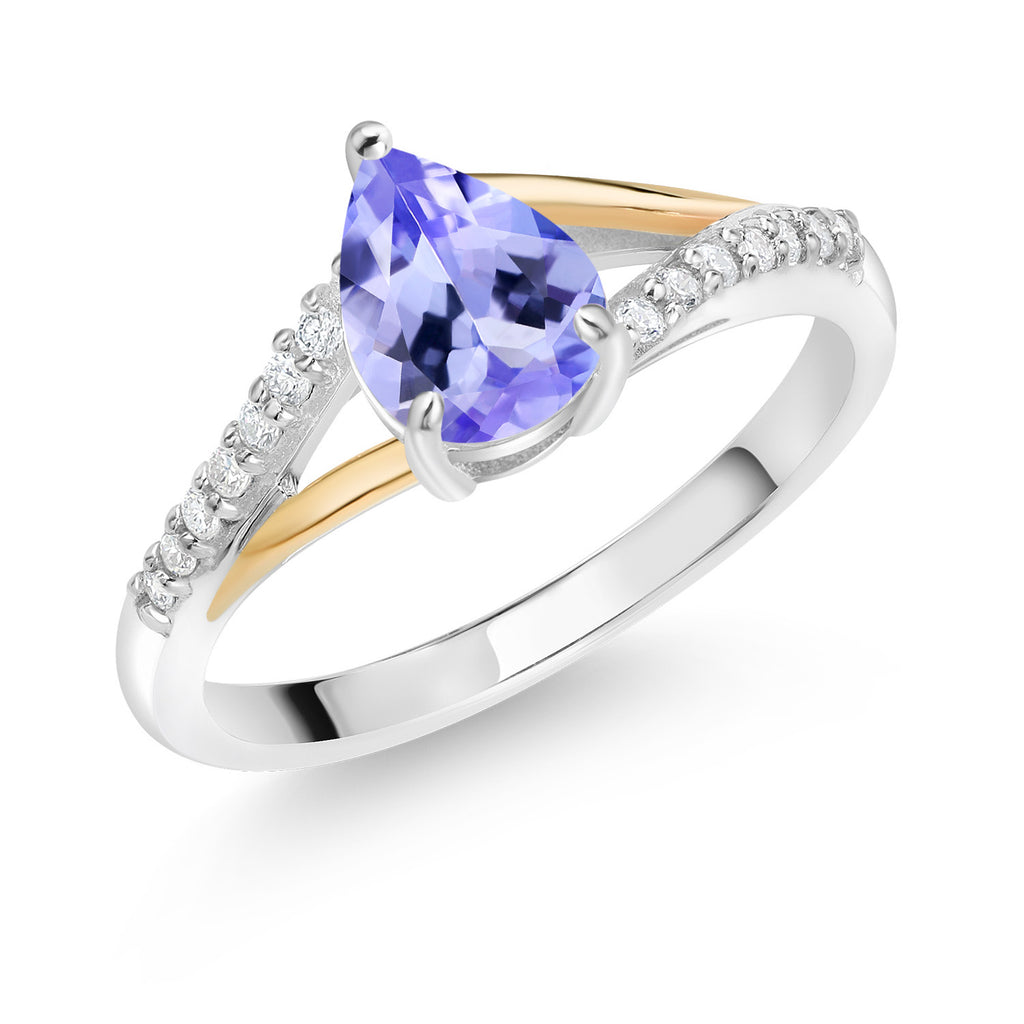 Tanzanite - December_8_Ring in 925 Sterling Silver and 10K Yellow Gold