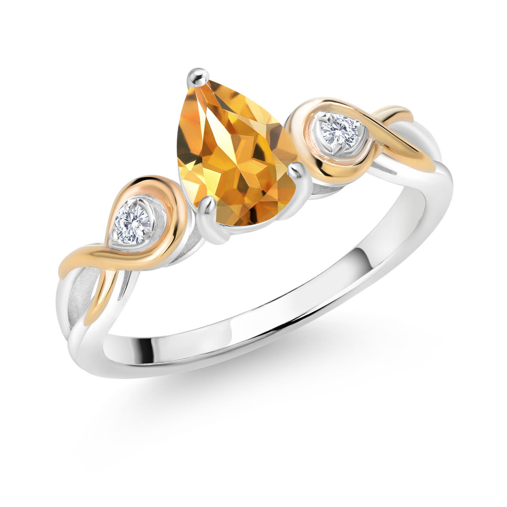 Citrine - November_8_Ring in 925 Sterling Silver and 10K Yellow Gold