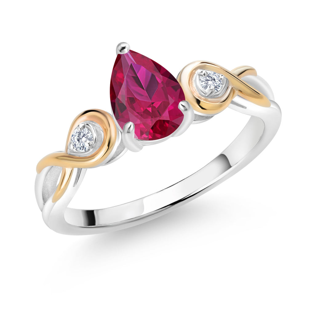 Created Ruby - July_9_Ring in 925 Sterling Silver and 10K Yellow Gold