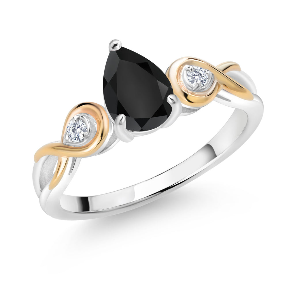 Onyx - December_6_Ring in 925 Sterling Silver and 10K Yellow Gold