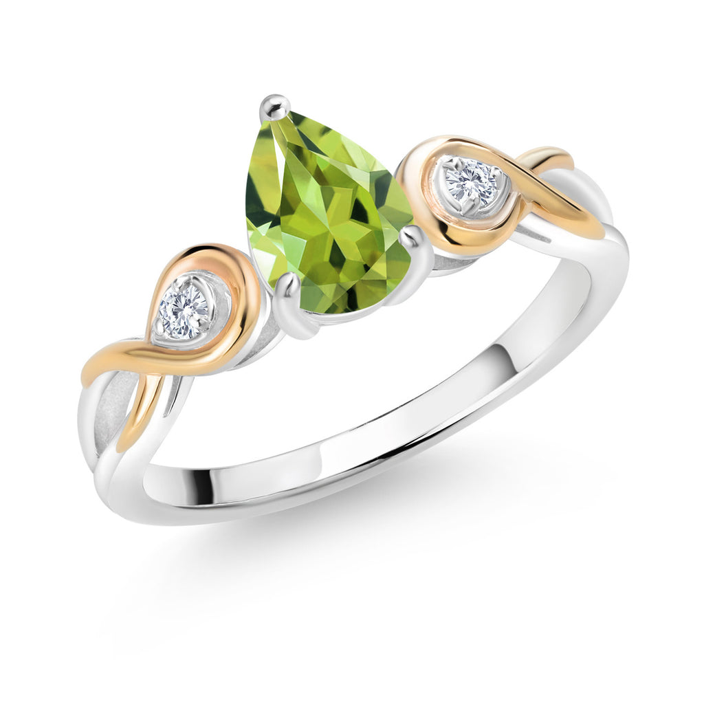 Peridot - August_7_Ring in 925 Sterling Silver and 10K Yellow Gold