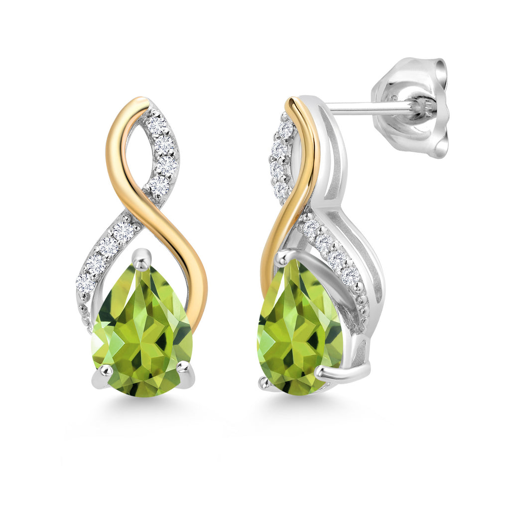 Peridot - August_Earrings in 925 Sterling Silver and 10K Yellow Gold