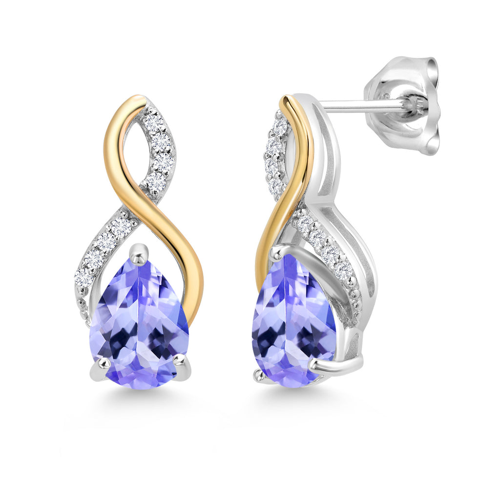Tanzanite - December_Earrings in 925 Sterling Silver and 10K Yellow Gold