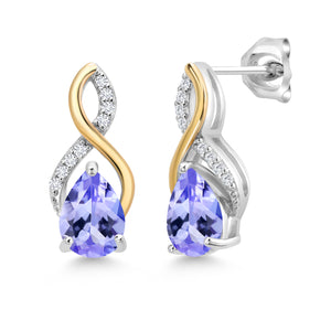 Tanzanite - December_Earrings in 925 Sterling Silver and 10K Yellow Gold